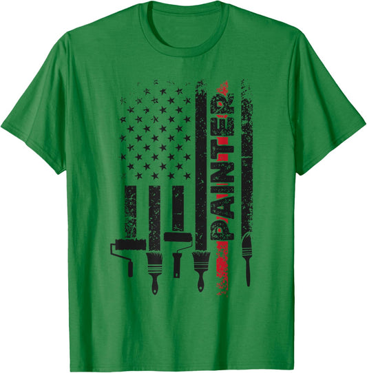 House Painter Decorator American Flag Vintage Painter T-Shirt - T-Shirt | Irish Green