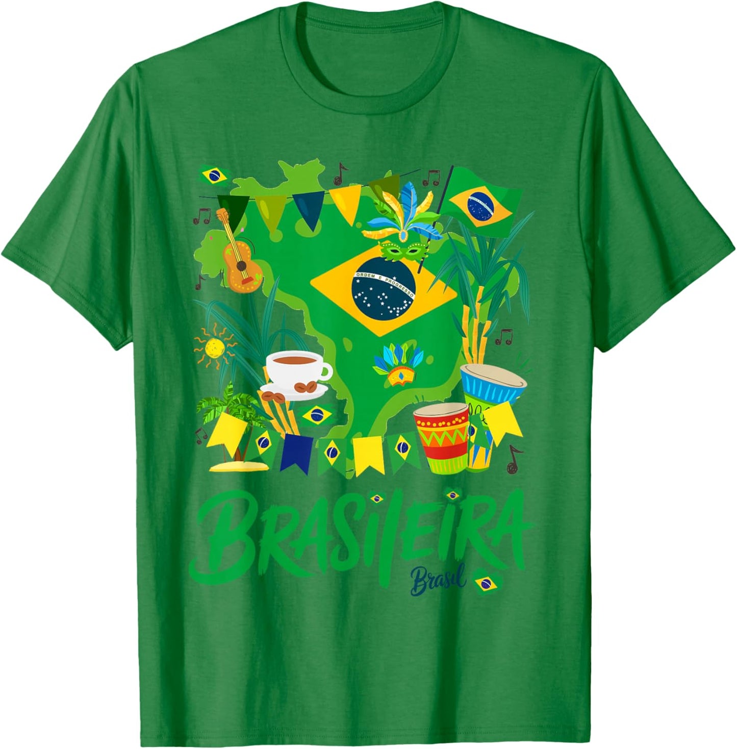 Brasil Flag Outfit Idea for Kids Brazilian Themed Brasileira T-Shirt - T-Shirt | Irish Green