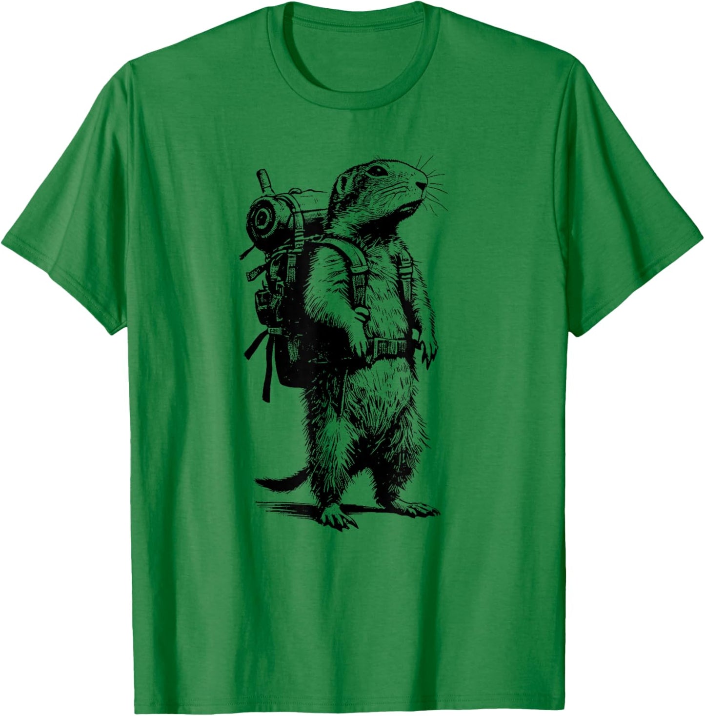 Hiking Prairie Dog Gopher Backpacking Animals Funny Retro T-Shirt - T-Shirt | Irish Green