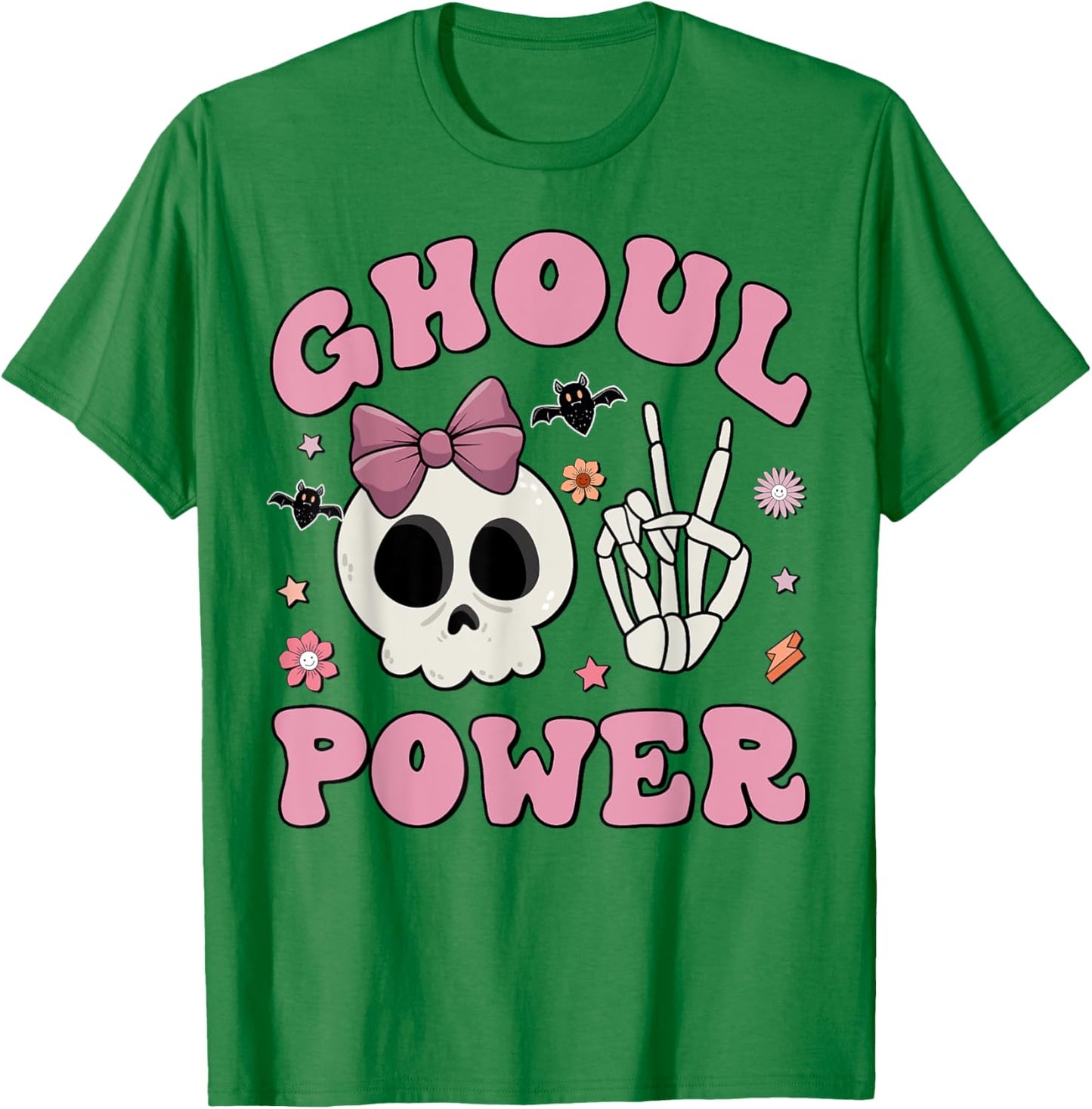 Retro Ghoul Power Halloween Girl Power Skull Toddler Kids T-Shirt - T-Shirt | Irish Green