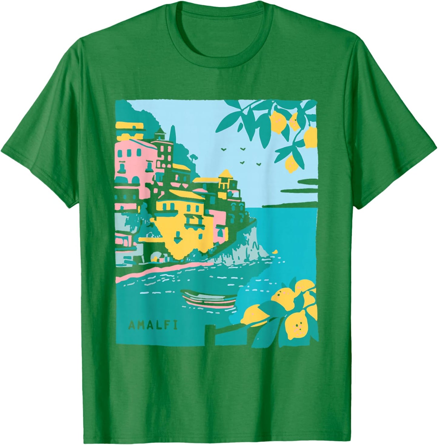 Amalfi Coast Italy Retro Vintage Lemon Travel Souvenir T-Shirt - T-Shirt | Irish Green