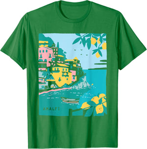Amalfi Coast Italy Retro Vintage Lemon Travel Souvenir T-Shirt - T-Shirt | Irish Green