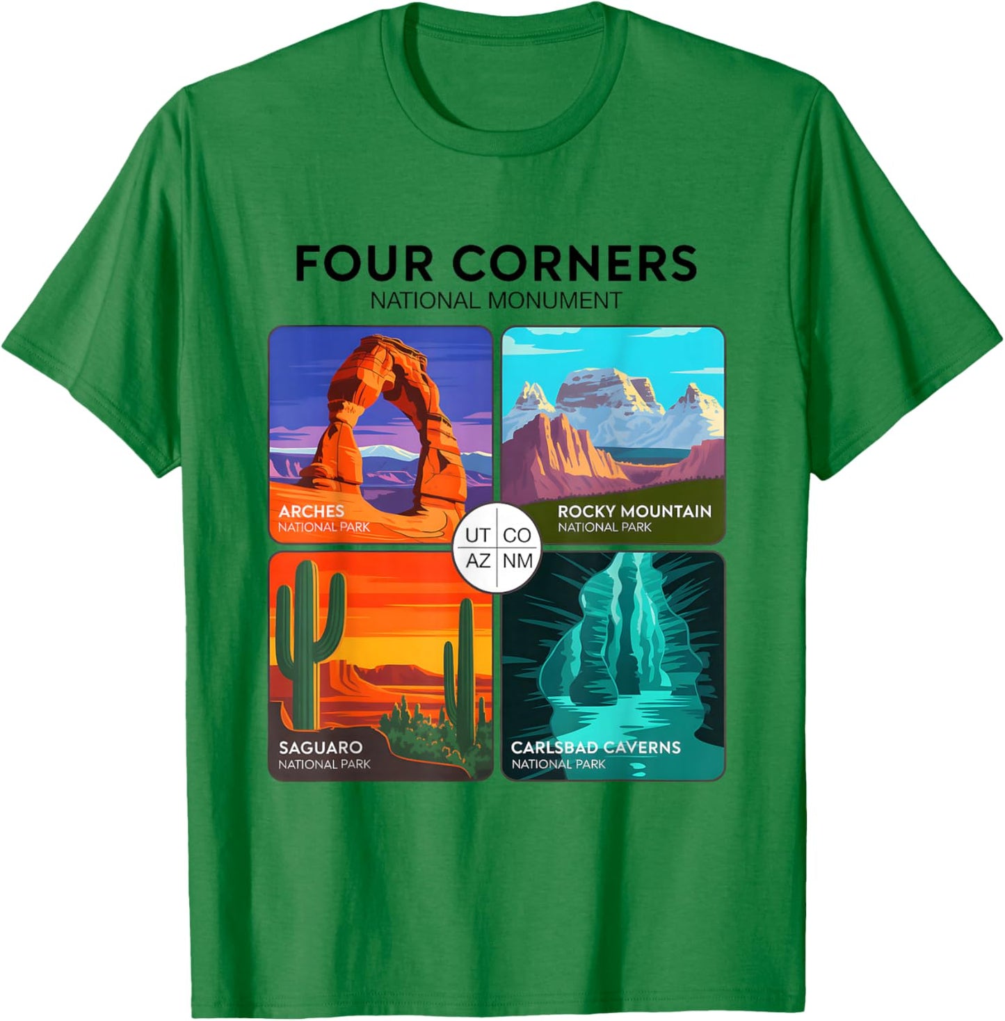 Outdoor Four Corners National Monument National Parks T-Shirt - T-Shirt | Irish Green