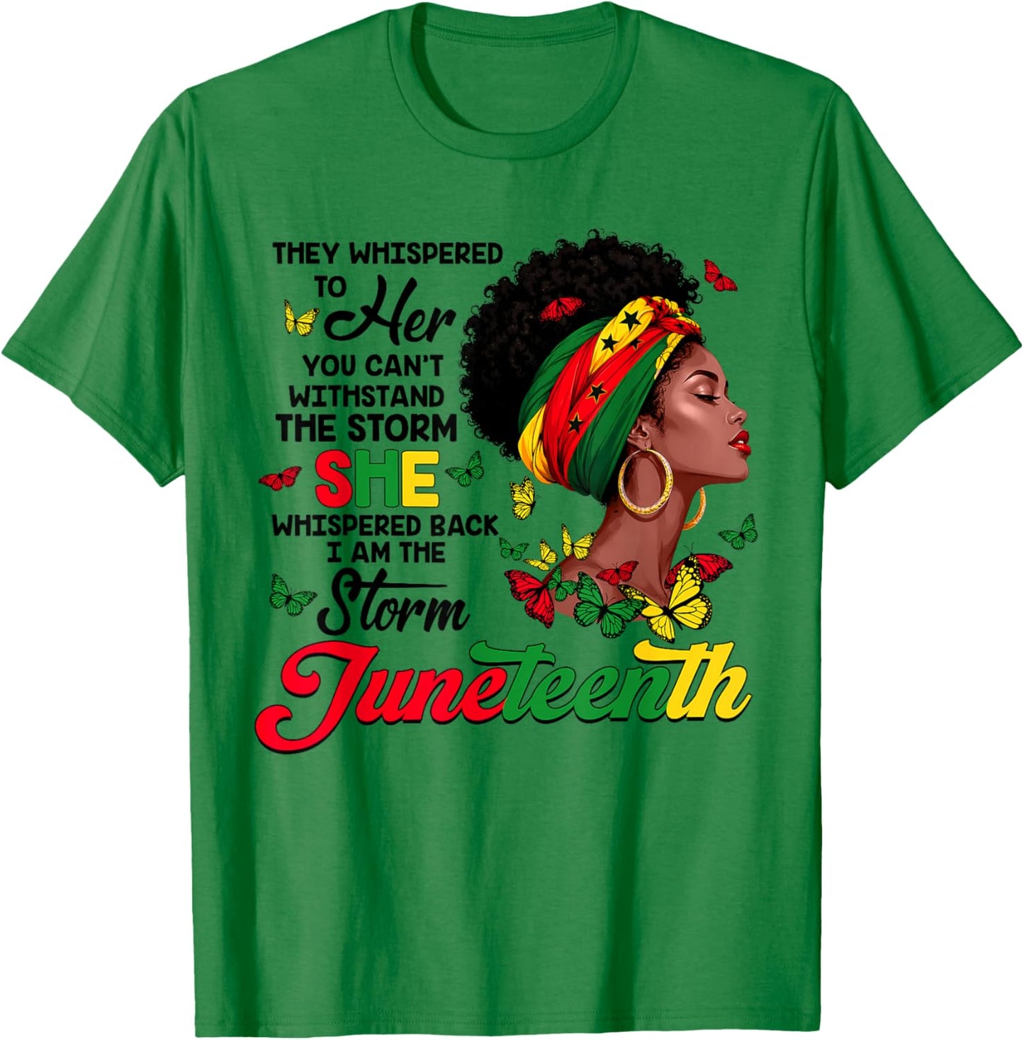Juneteenth 1865 Storm African American Afro Black Women Girl T-Shirt - T-Shirt | Irish Green