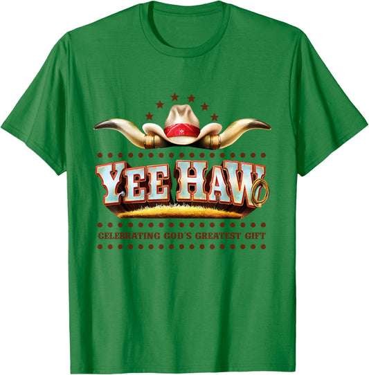Yee Haw Celebrating God's Funny Cowboy VBS 2025 T-Shirt - T-Shirt | Irish Green