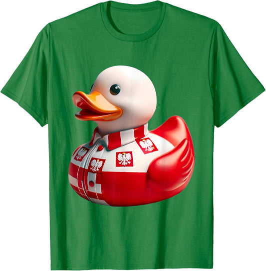 Polish Pride Flag Rubber Duck Ducky Duckling Duckie T-Shirt - T-Shirt | Irish Green