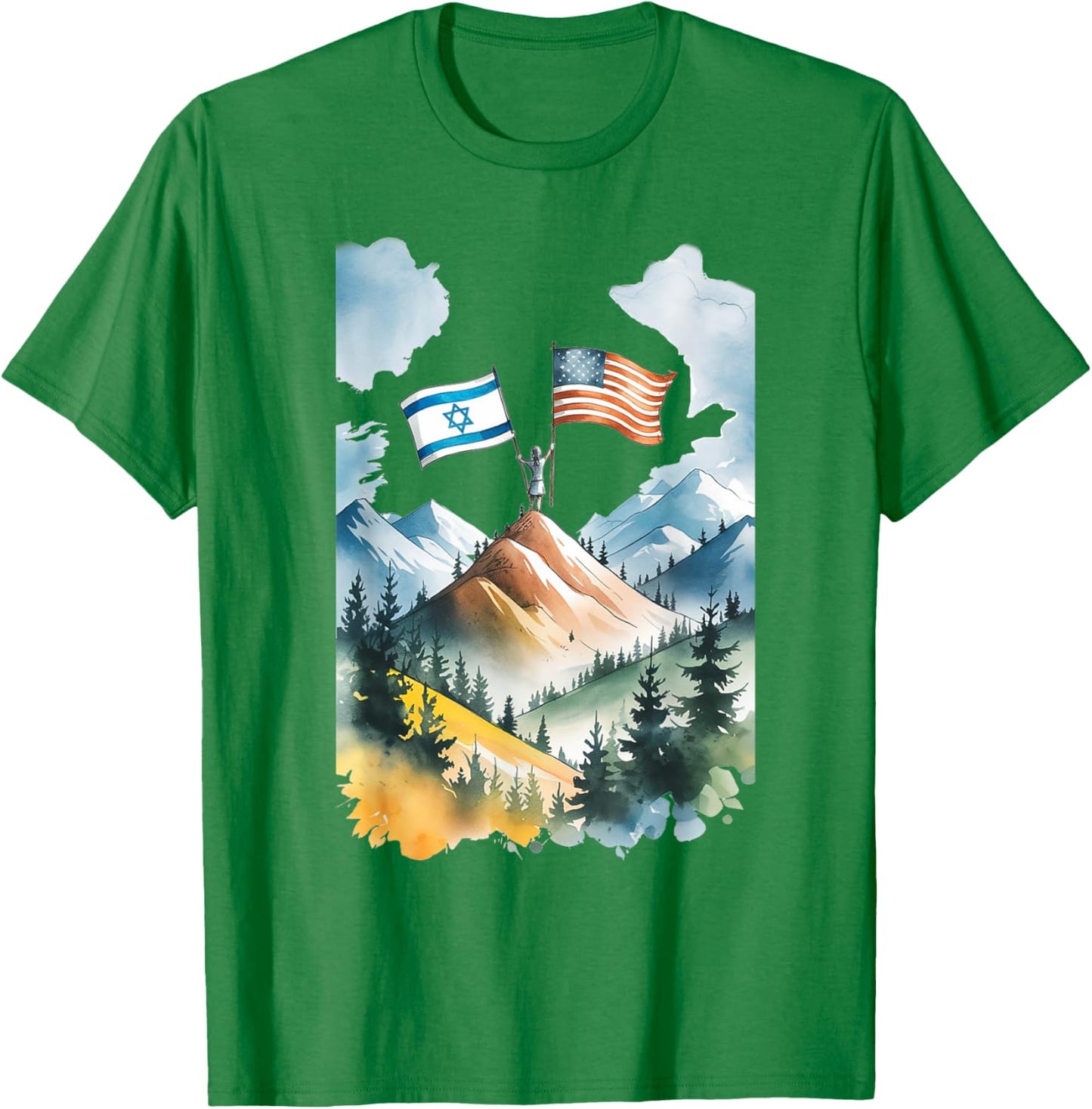 Flag of Israel and USA T-Shirt - T-Shirt | Irish Green
