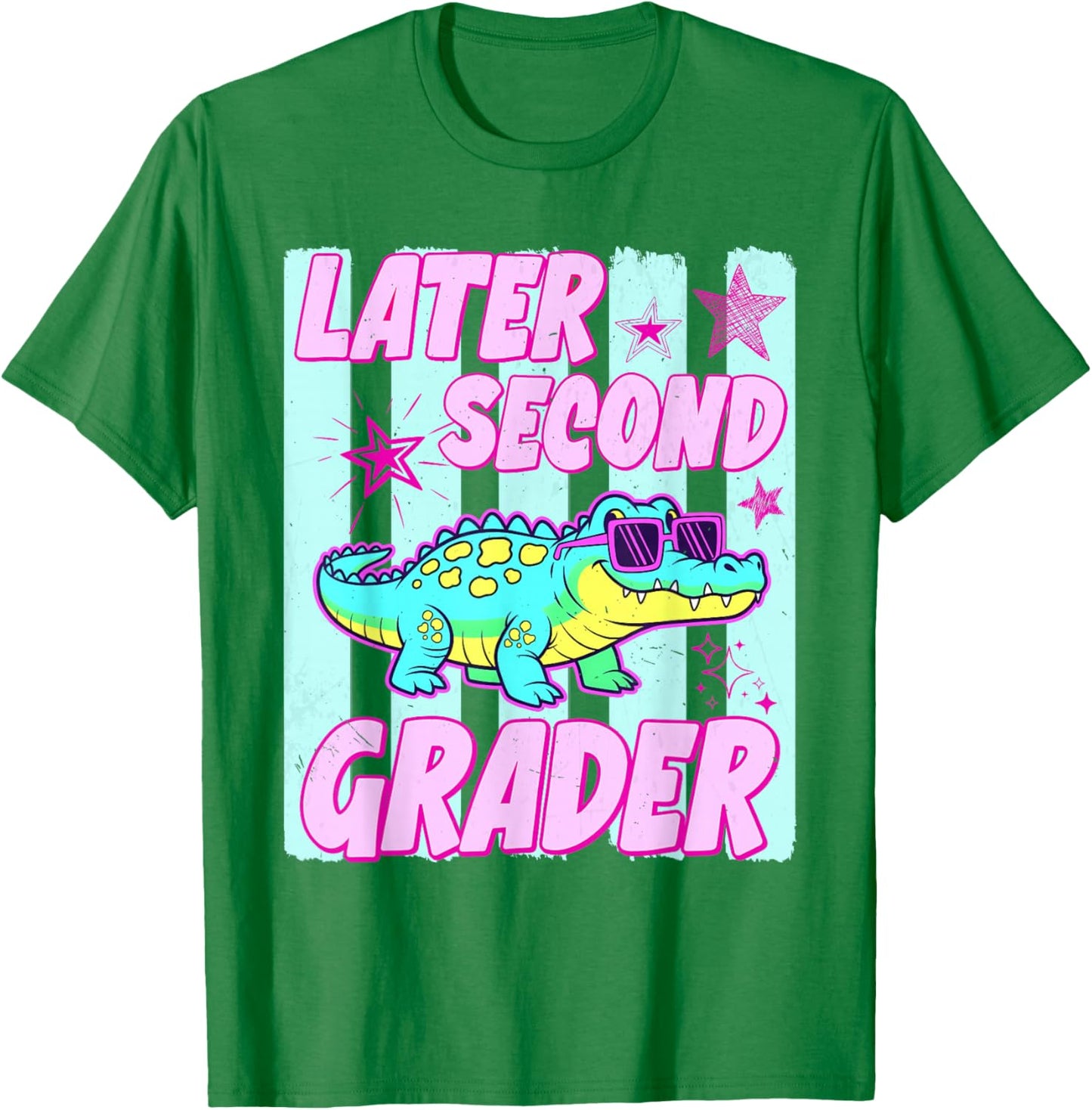 Later Second Grader Alligator Last Day of School Kid Teacher T-Shirt - T-Shirt | Irish Green