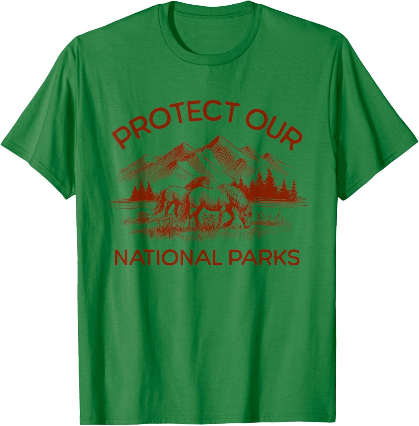 I Stand With The NPS Protect Our National Parks Horses T-Shirt - T-Shirt | Irish Green