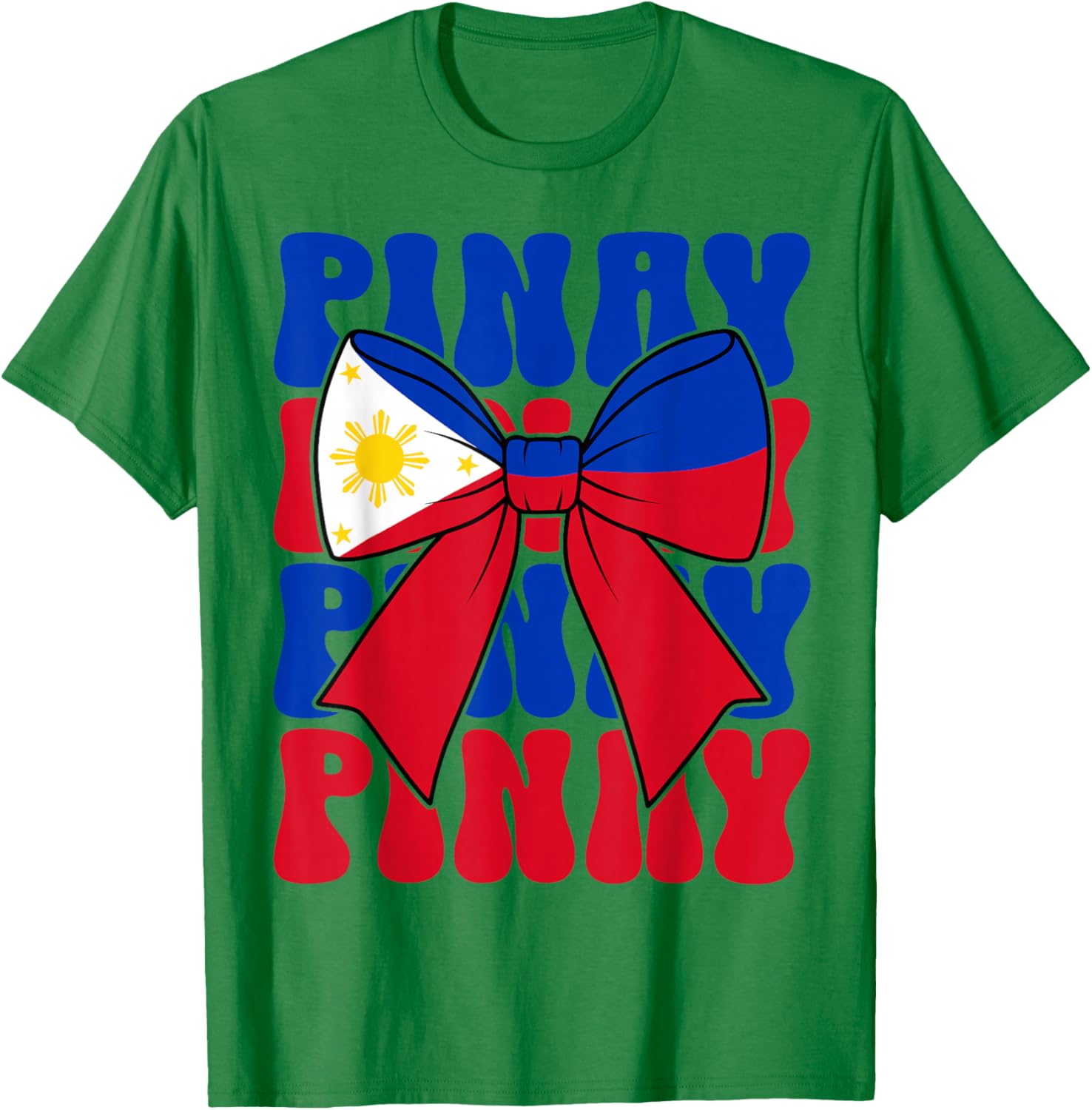 Pinay Coquette Bow Filipina Girl Groovy Cute Pinay Girl T-Shirt - T-Shirt | Irish Green