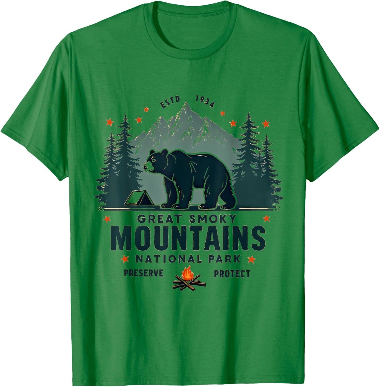 Great Park Smoky Mountains Bear Hiking Adventure T-Shirt - T-Shirt | Irish Green