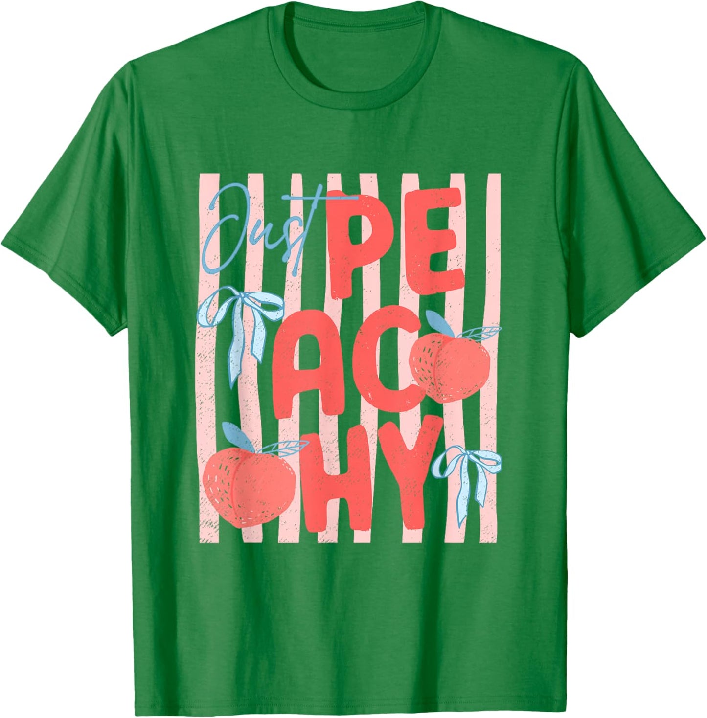 Just-Peachy Preppy-Summer Fruit Peach Coquette Bow Girl-Trip T-Shirt - T-Shirt | Irish Green