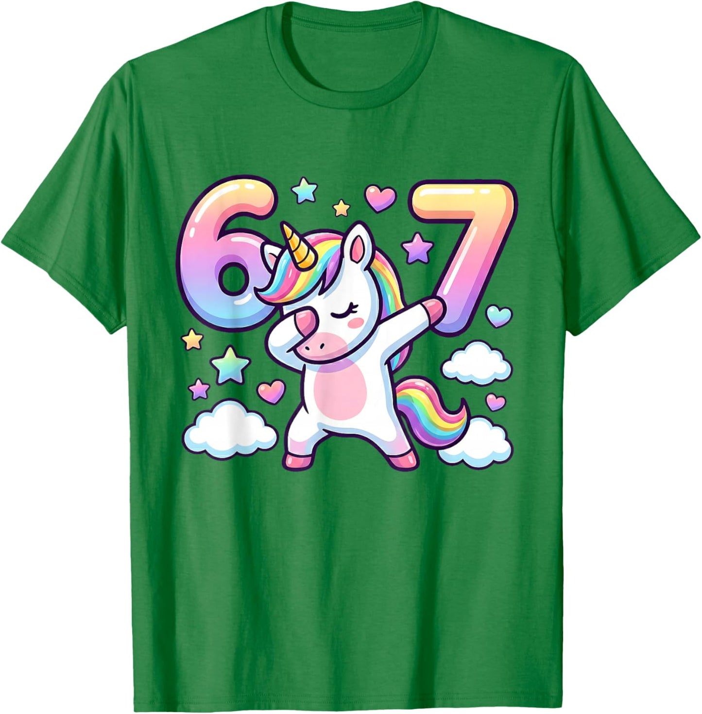 67 Unicorn for Girls Six Seven Meme Brainrot Funny Kids Boys T-Shirt - T-Shirt | Irish Green