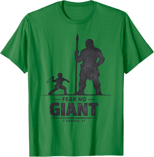 Fear No Giant David and Goliath Stones Christian Streetwear T-Shirt - T-Shirt | Irish Green