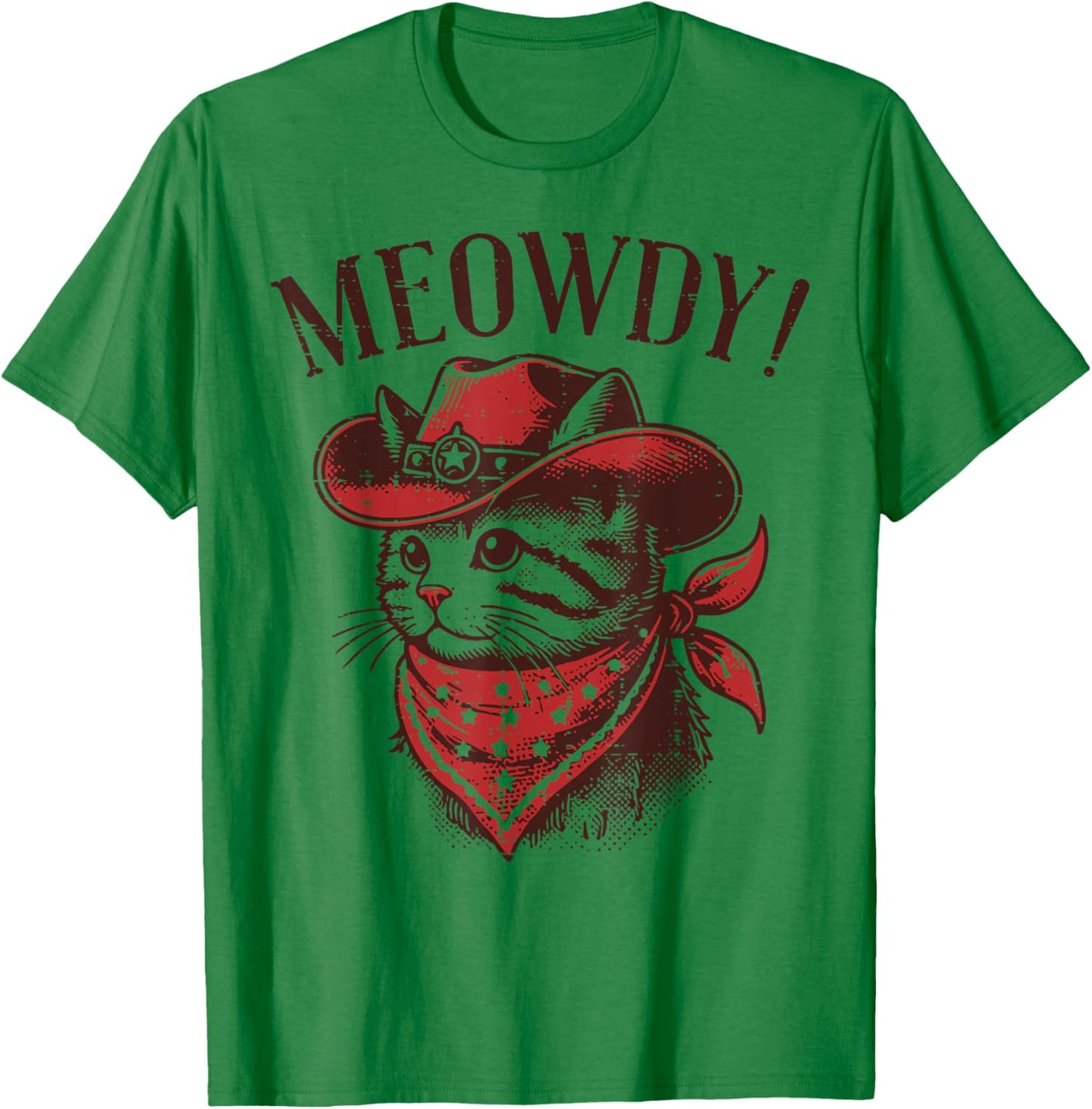 Cat Cowboy Face Meowdy Kitten Kitty Western Women Men Kids T-Shirt - T-Shirt | Irish Green