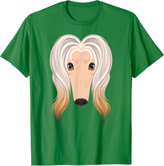 Afghan Hound Dog Face Funny Halloween Costume T-Shirt - T-Shirt | Irish Green