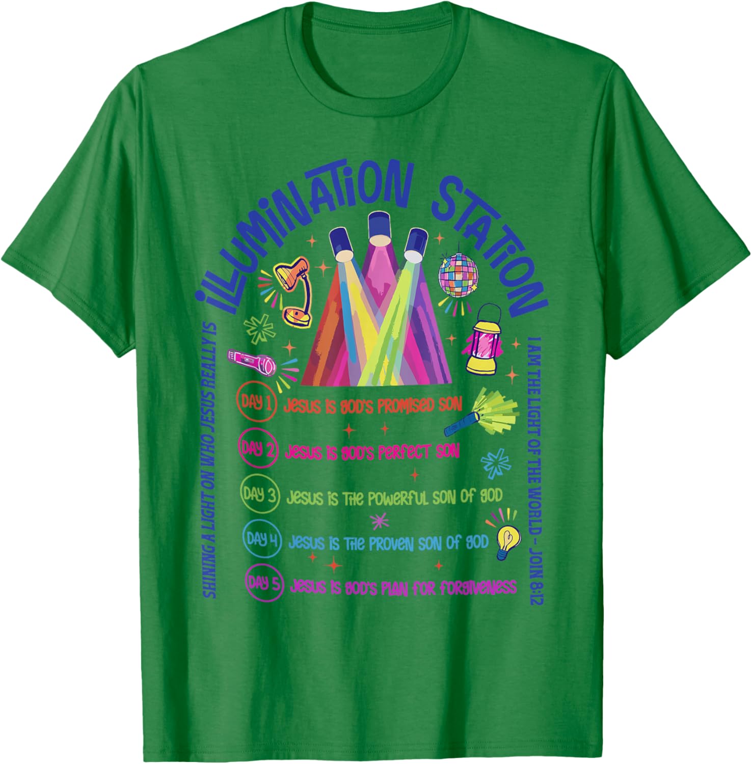 Illumination Station VBS 2026 Bible Jesus Christian Lights T-Shirt - T-Shirt | Irish Green