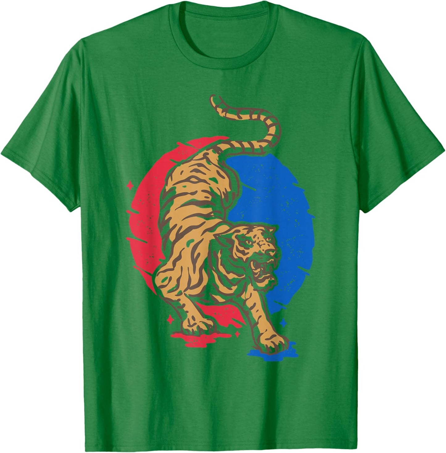 Korea Tiger Illustration - Hangul South Korean Gift T-Shirt - T-Shirt | Irish Green