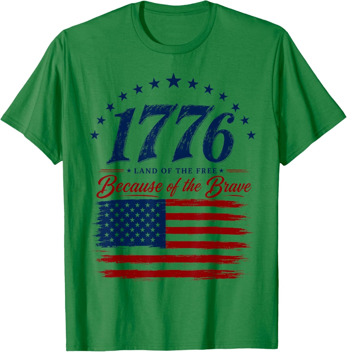 1776 Patriotic Distressed USA Flag 250 Years 4th of July T-Shirt - T-Shirt | Irish Green
