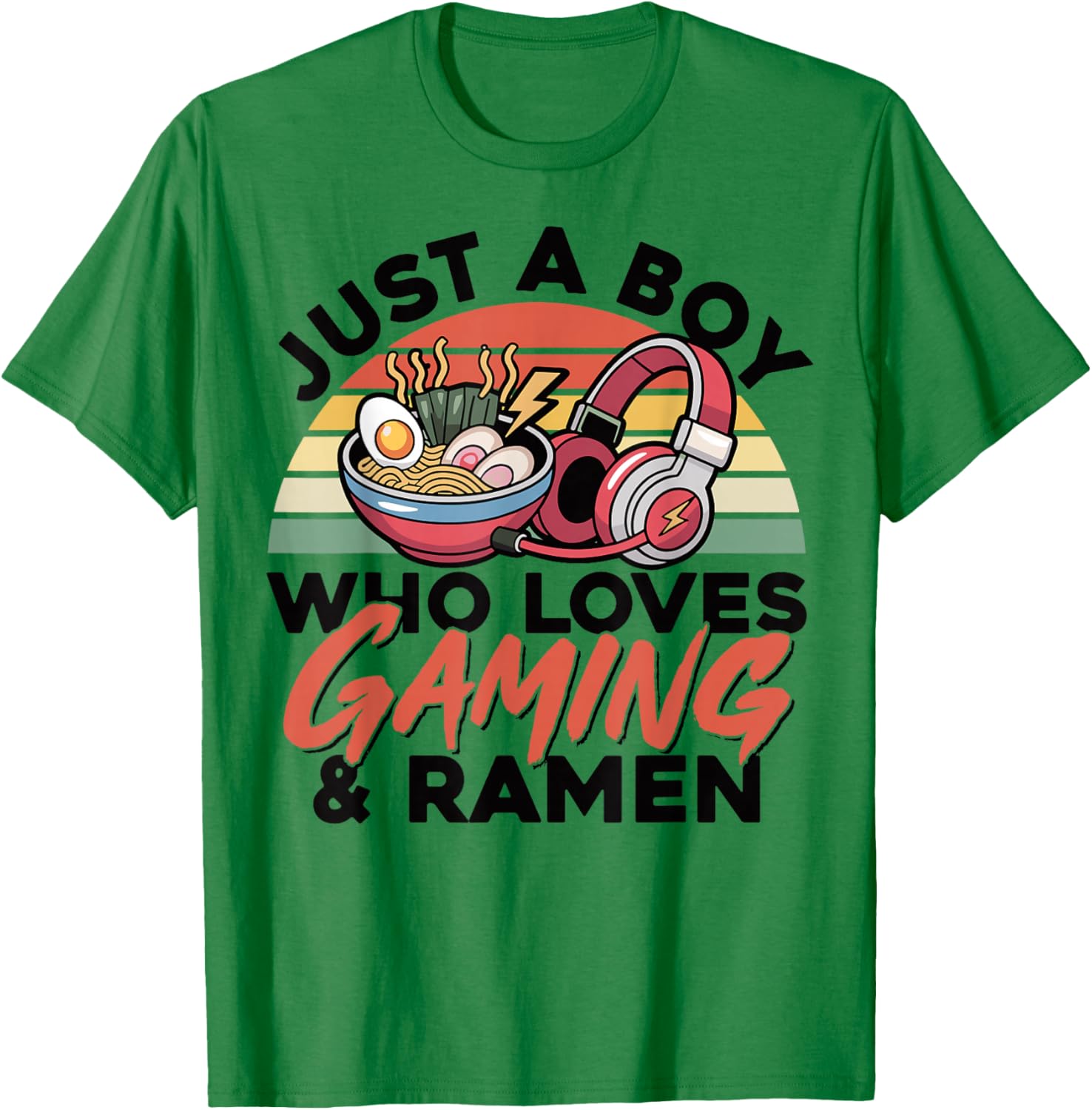 Gaming Just A Boy Who Loves Ramen Gaming Retro Gamer T-Shirt - T-Shirt | Irish Green