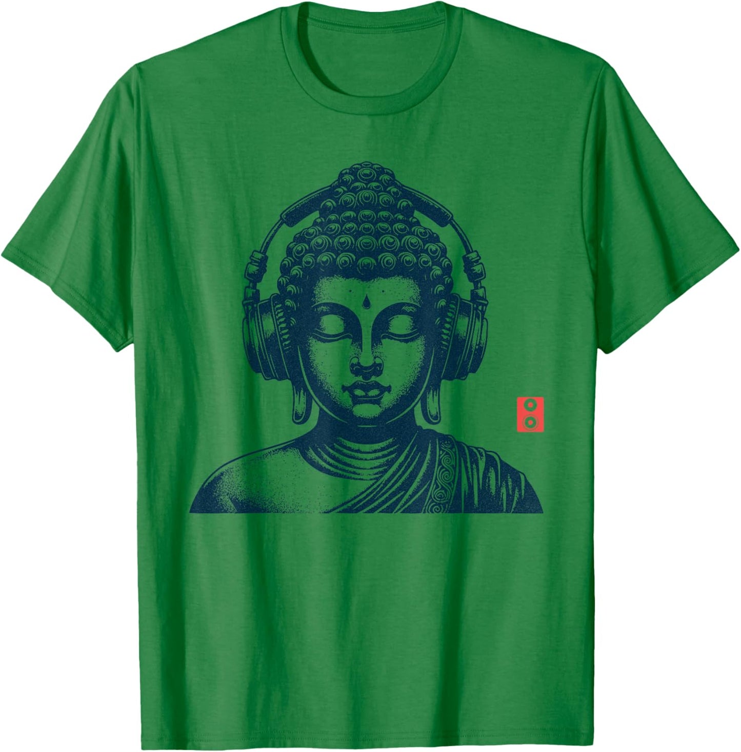 Buddha Wearing Headphones Vintage Retro Grey , -Adult, Short Sleeve, Music, Buddha, Relax T-Shirt - T-Shirt | Irish Green