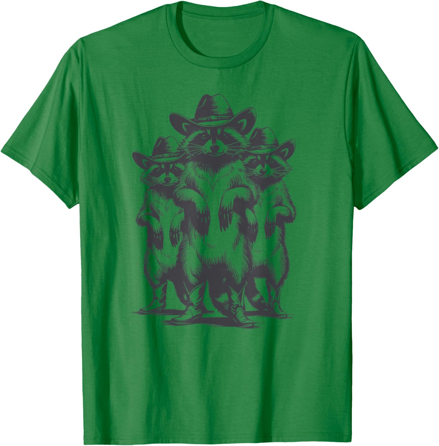 Vintage Racoon Trash Panda Cowboy Western Country Cowgirl T-Shirt - T-Shirt | Irish Green