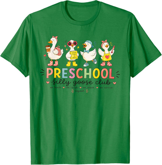 Preschool Goose Silly Teacher Funny Goose Back to School T-Shirt - T-Shirt | Irish Green