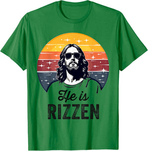 He Is Rizzen - Funny Jesus Meme Rizz Christian Easter T-Shirt - T-Shirt | Irish Green
