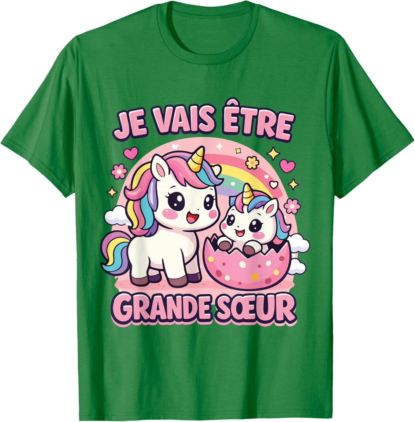 Je Vais Être Grande Sœur Licorne Cadeau Annonce Grossesse T-Shirt - T-Shirt | Irish Green