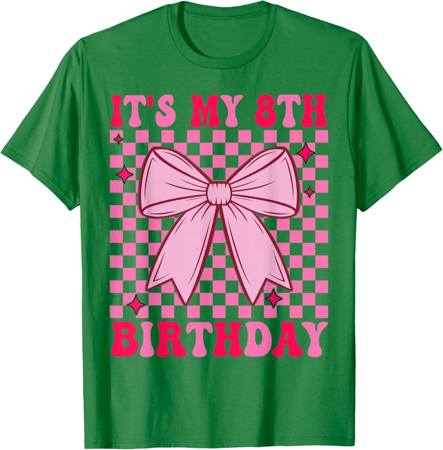 8th Coquette Themed Birthday Eight Year Old Girl Bow T-Shirt - T-Shirt | Irish Green
