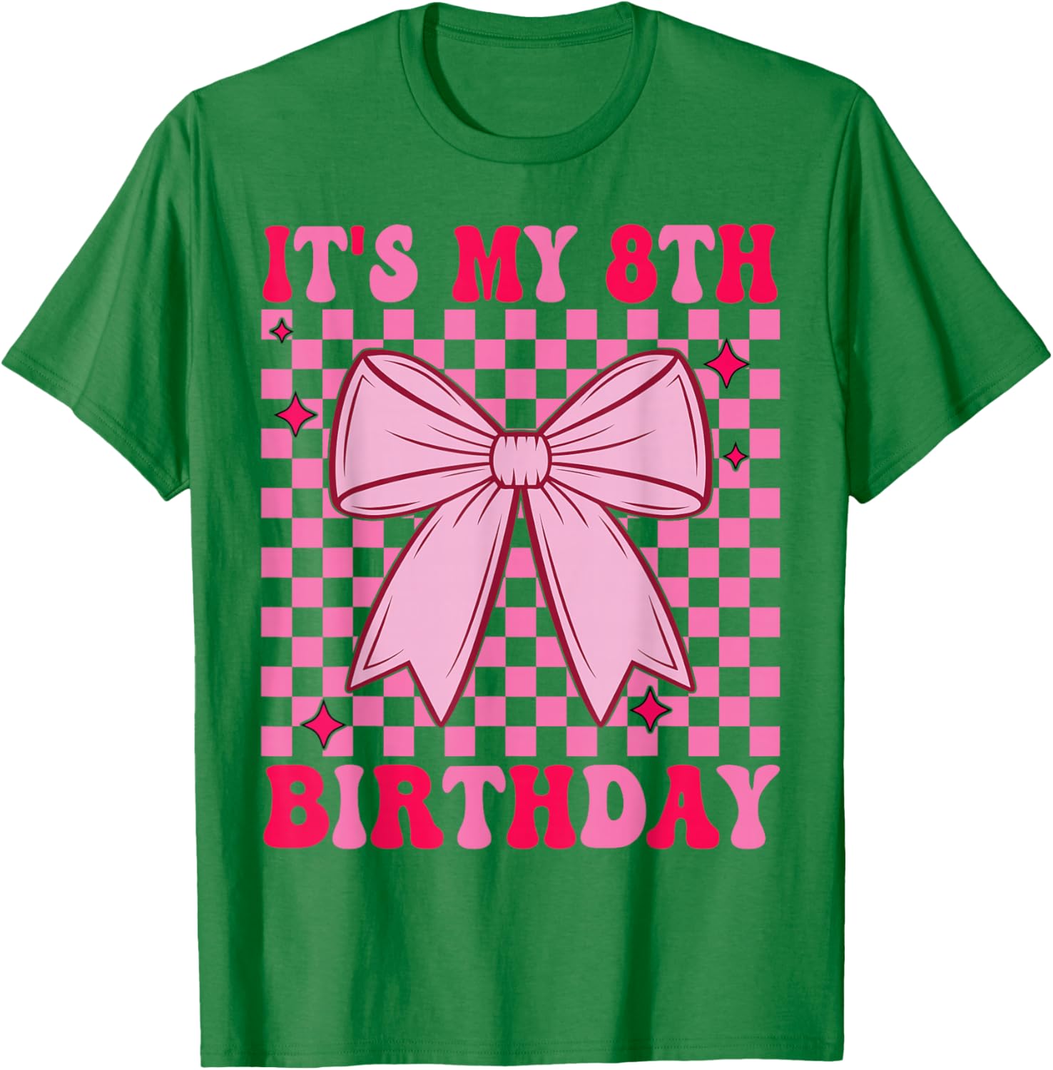 8th Coquette Themed Birthday Eight Year Old Girl Bow T-Shirt - T-Shirt | Irish Green