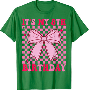 8th Coquette Themed Birthday Eight Year Old Girl Bow T-Shirt - T-Shirt | Irish Green