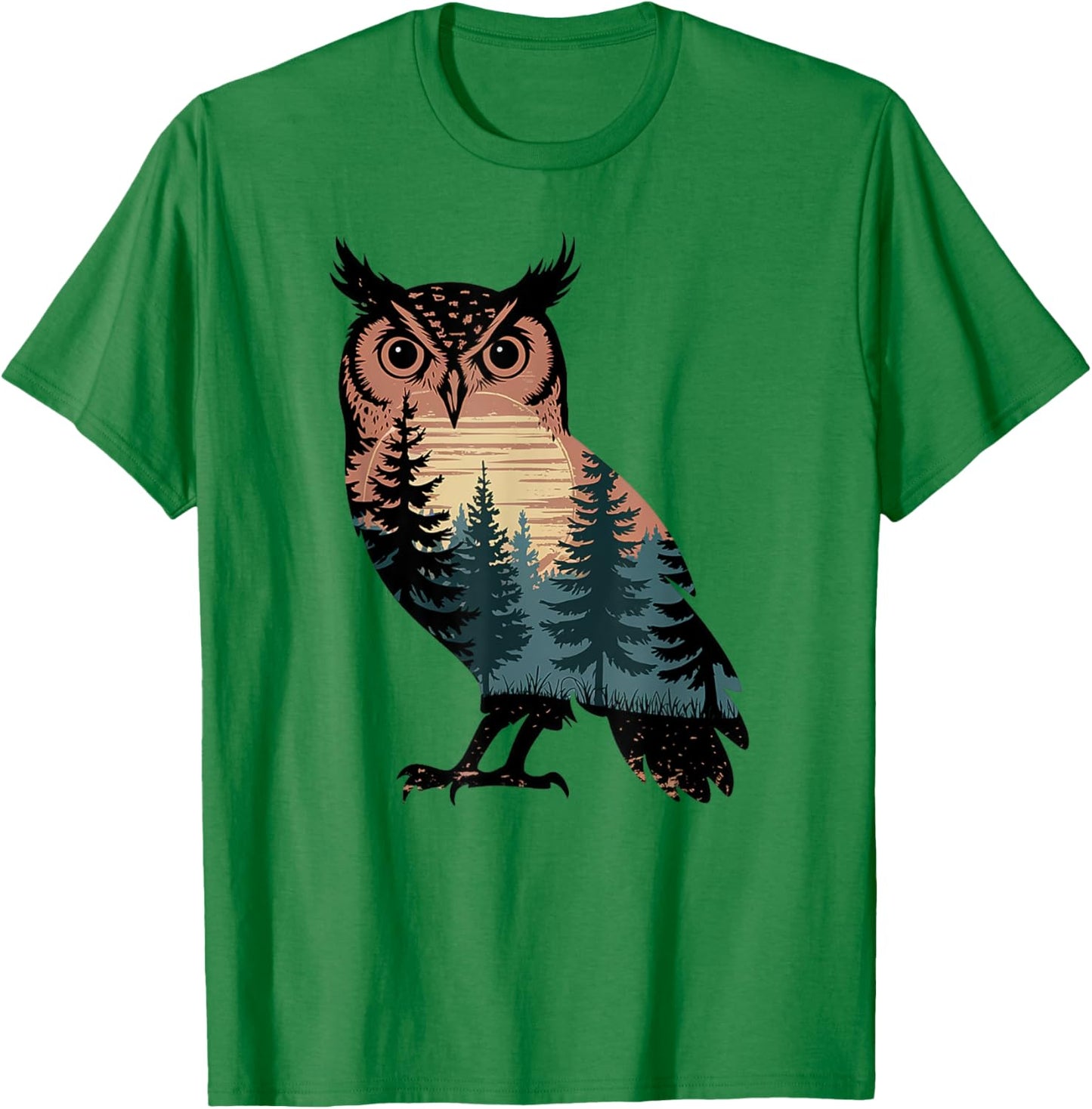 Owl Hunting Hiking Outdoor Camping Forest Men Women Owl T-Shirt - T-Shirt | Irish Green