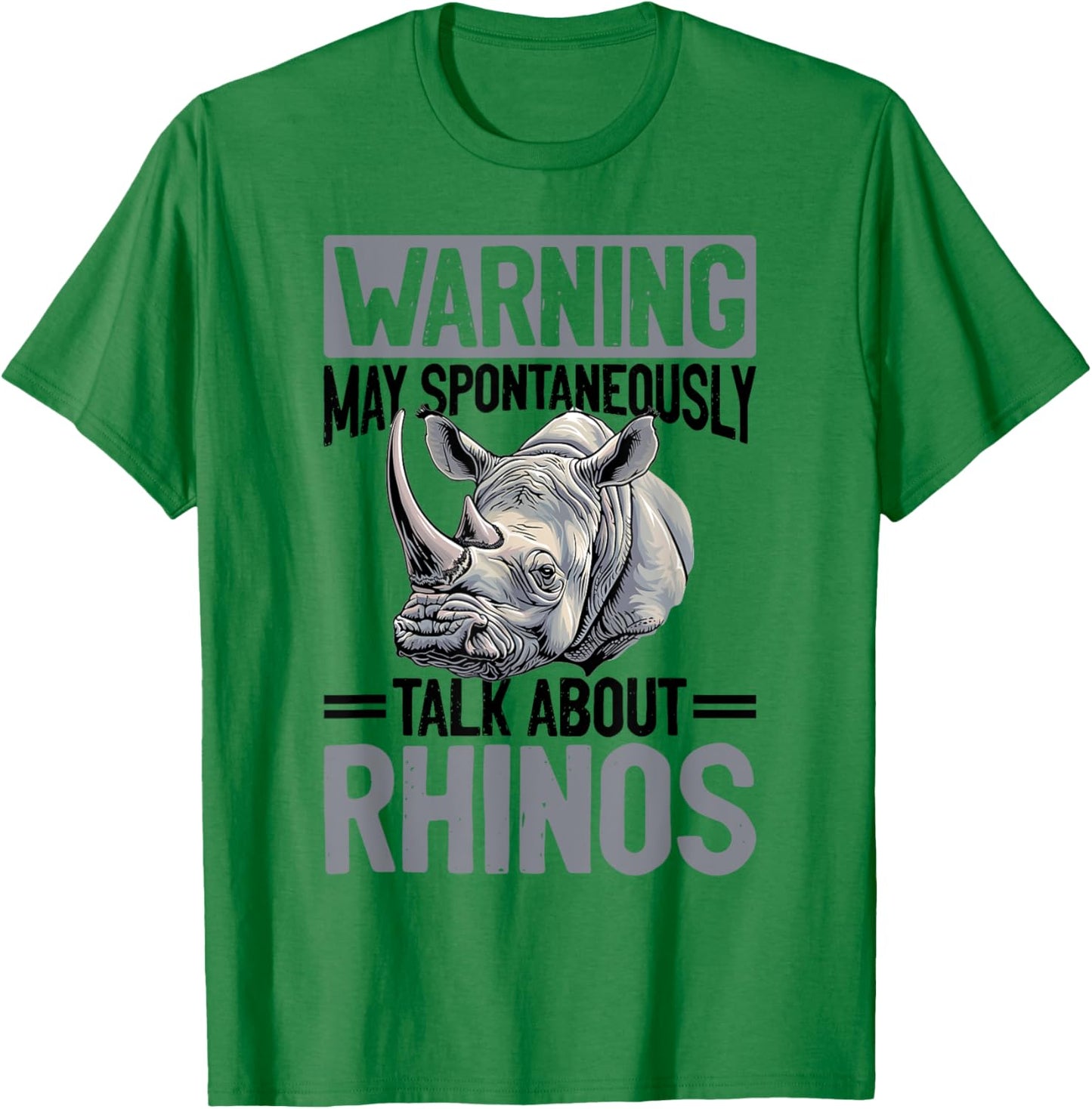 Funny Rhino Rhinozeros Animal Warning May Spontaneously Talk T-Shirt - T-Shirt | Irish Green