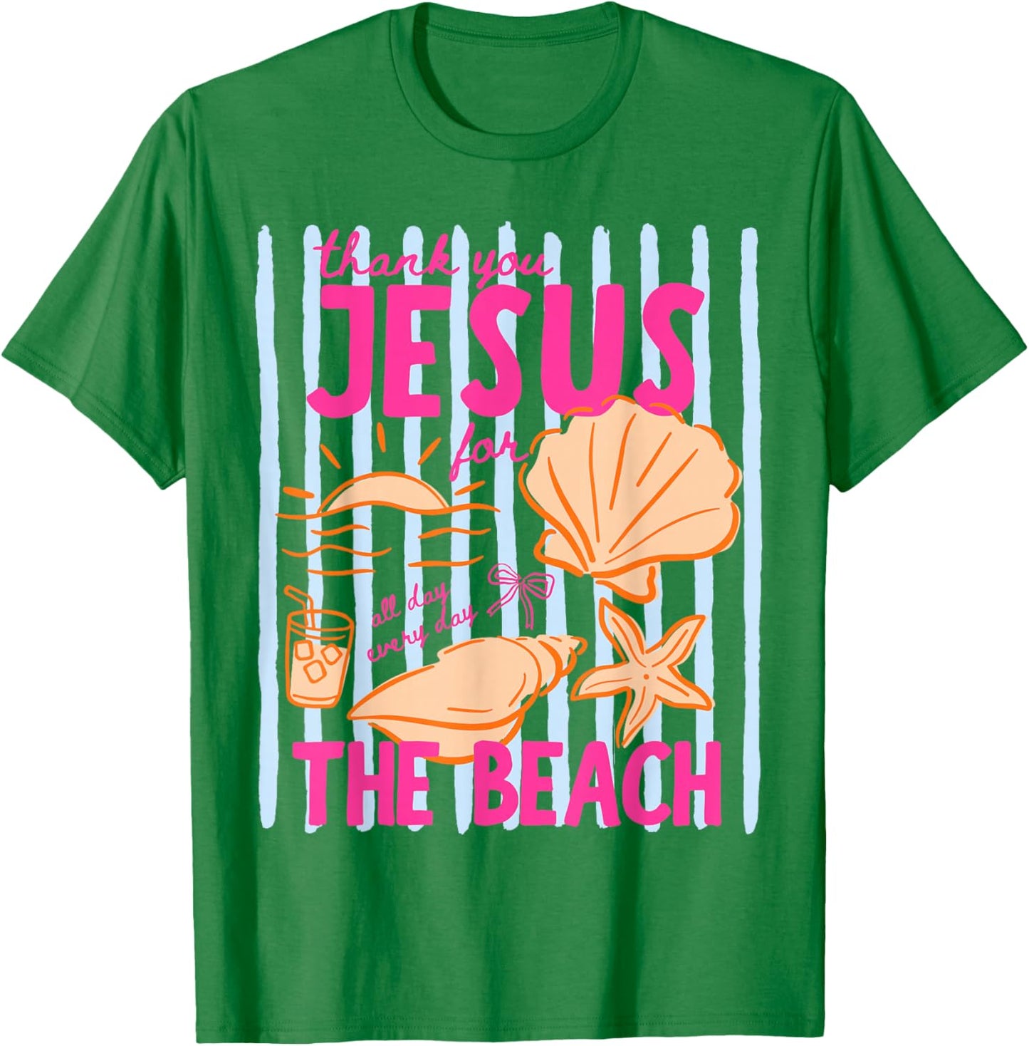 Thank You Jesus for The Beach Summer Vacation Girls Women T-Shirt - T-Shirt | Irish Green