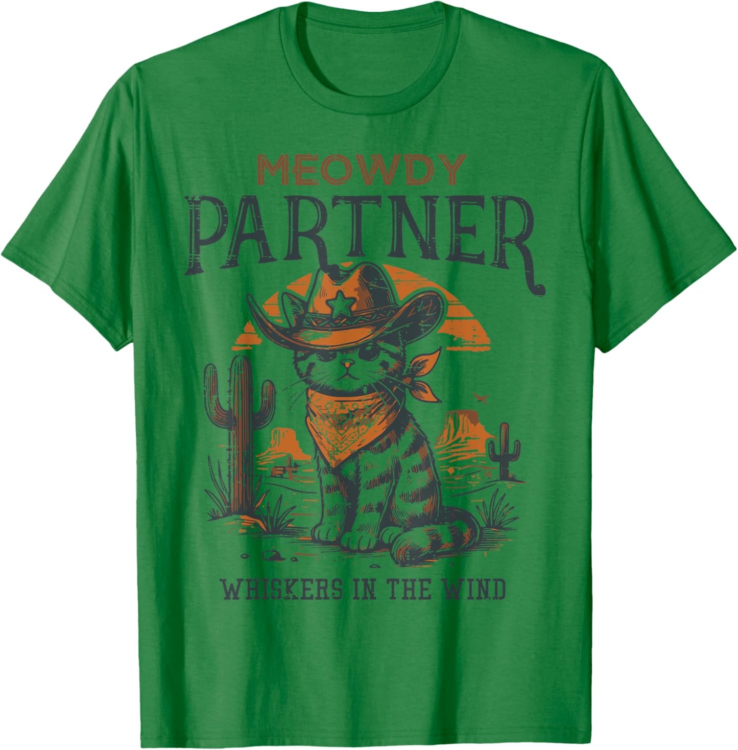 Cowboy Cat Meowdy Partner Vintage Howdy Kitten Women Men Kid T-Shirt - T-Shirt | Irish Green