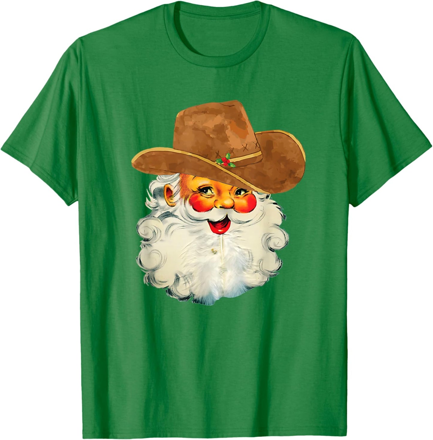 Santa Cowboy Western Christmas Xmas Holiday Pajamas T-Shirt - T-Shirt | Irish Green