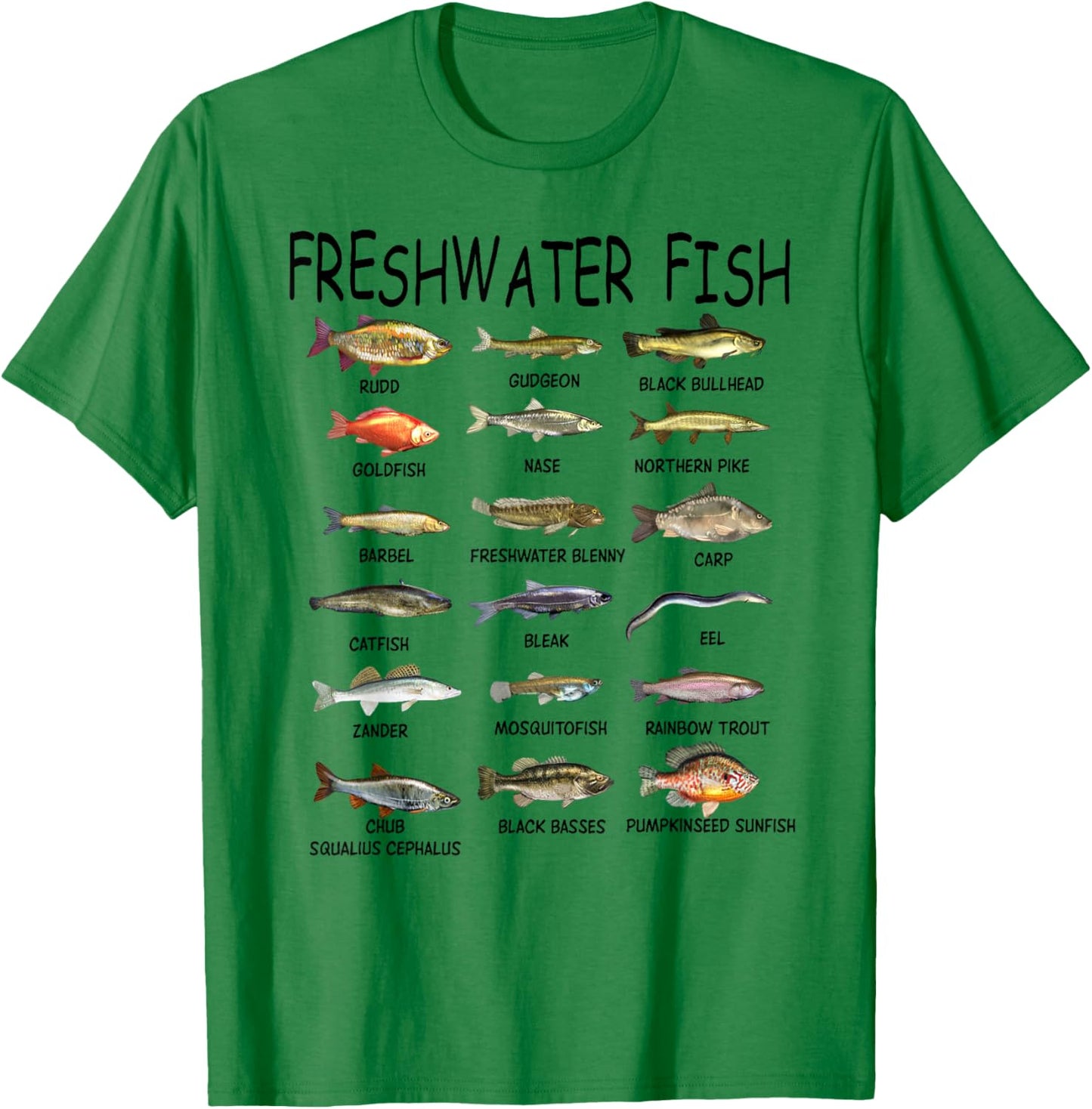 Fish Species Biology Types Of Freshwater Fish Fishing T-Shirt - T-Shirt | Irish Green