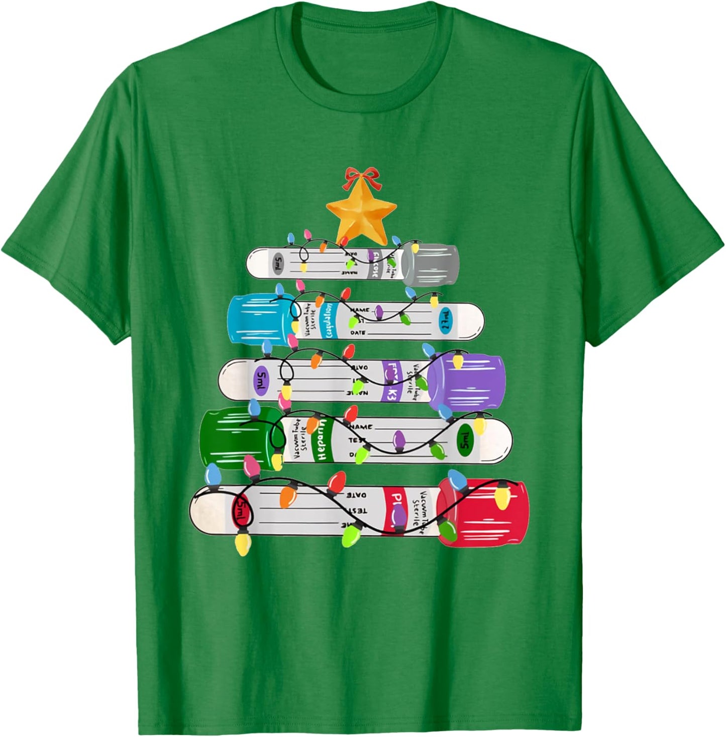 Test Tube Christmas Tree Phlebotomy Lab Scientist Lab Techs T-Shirt - T-Shirt | Irish Green