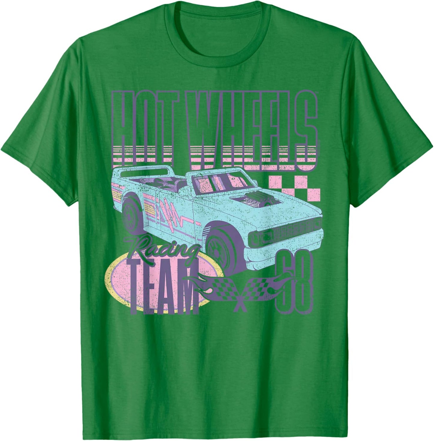 Hot Wheels - Racing Team 68 Blue Convertible Car T-Shirt - T-Shirt | Irish Green