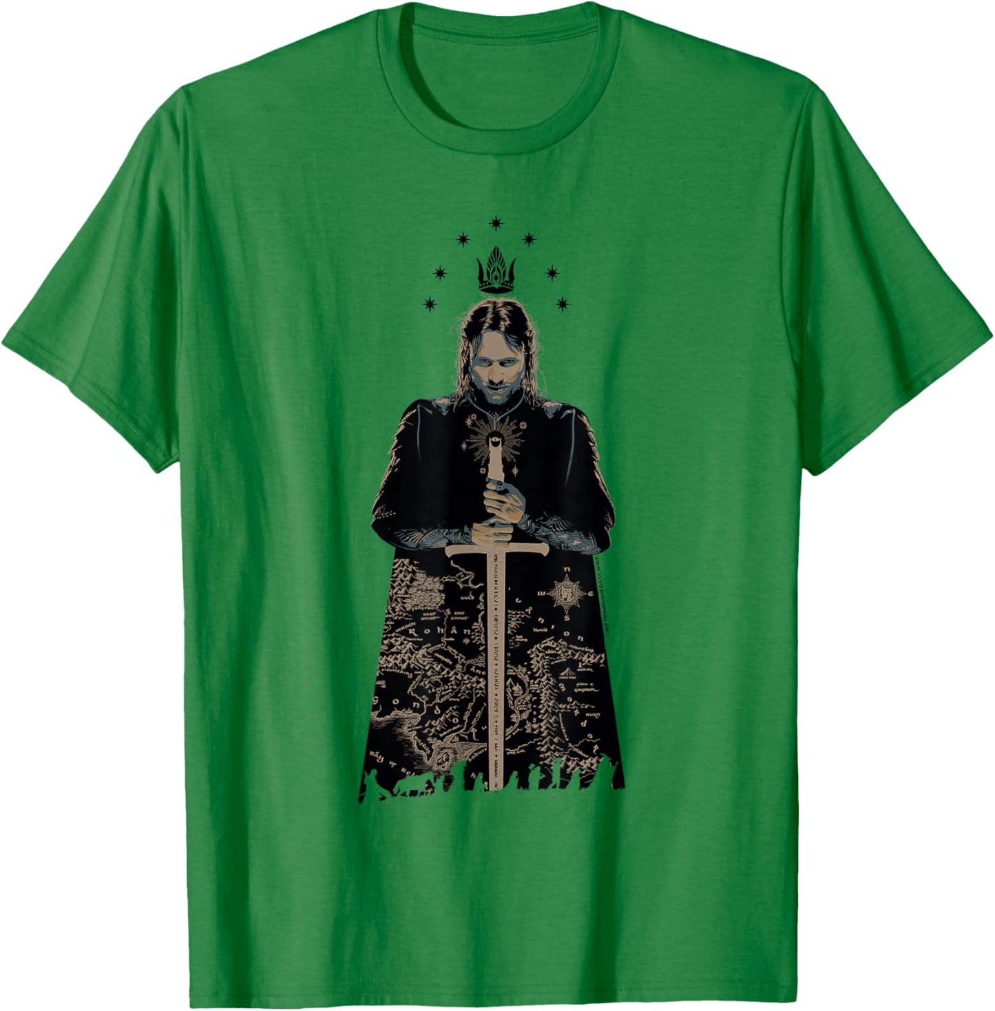 The Lord of the Rings King Aragorn Middle Earth Map T-Shirt - T-Shirt | Irish Green