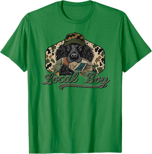 Retro Southern Boy Camouflage Hunting Dog Camo Duck Hunter T-Shirt - T-Shirt | Irish Green
