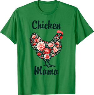 Mother's Day Funny Mom Cute Floral Mama Chicken Lover T-Shirt - T-Shirt | Irish Green