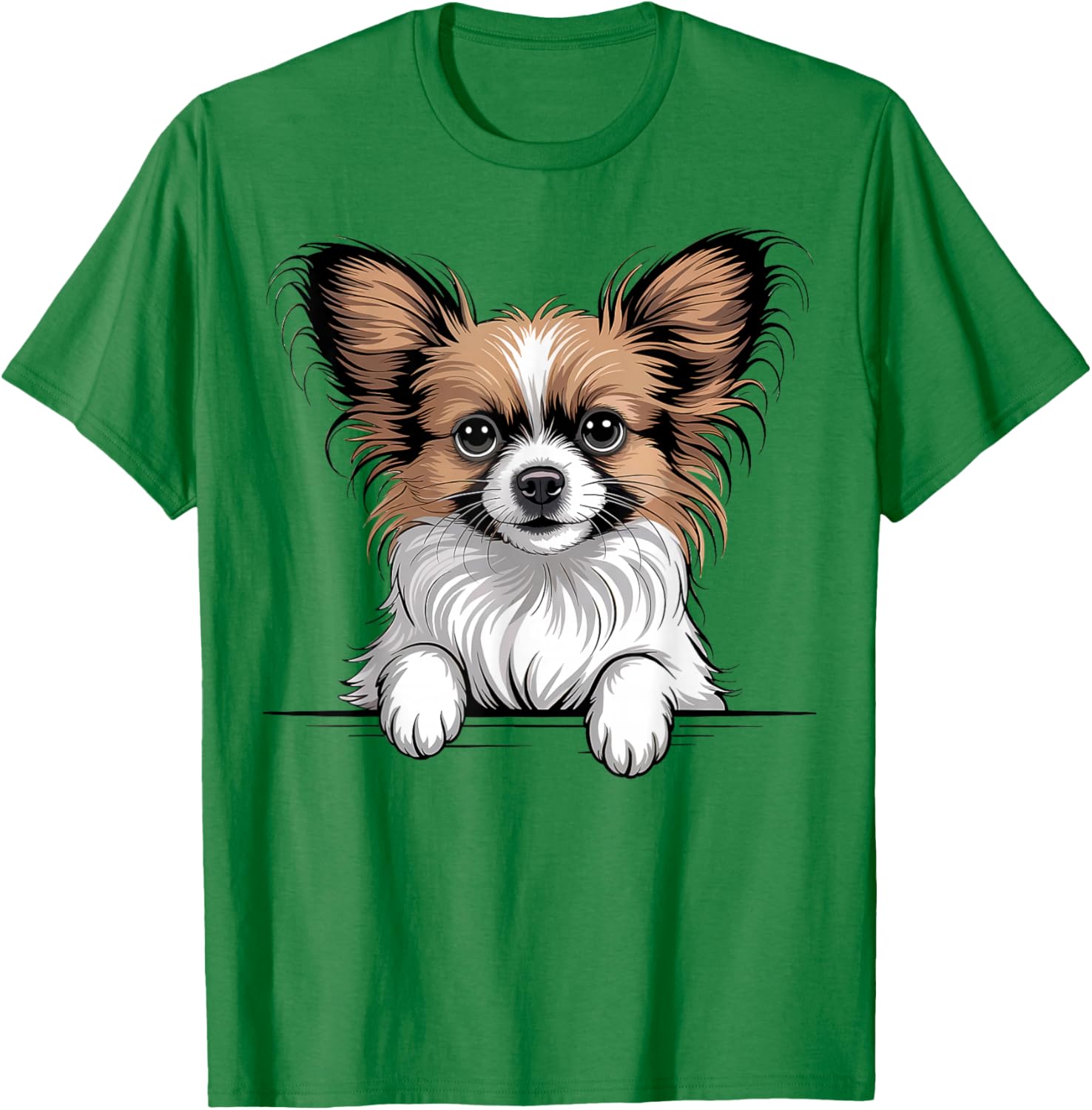 Papillon Funny Peeking Pocket Puppy Dog Lover T-Shirt - T-Shirt | Irish Green