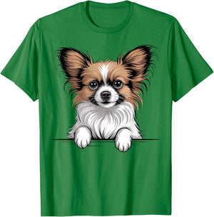 Papillon Funny Peeking Pocket Puppy Dog Lover T-Shirt - T-Shirt | Irish Green