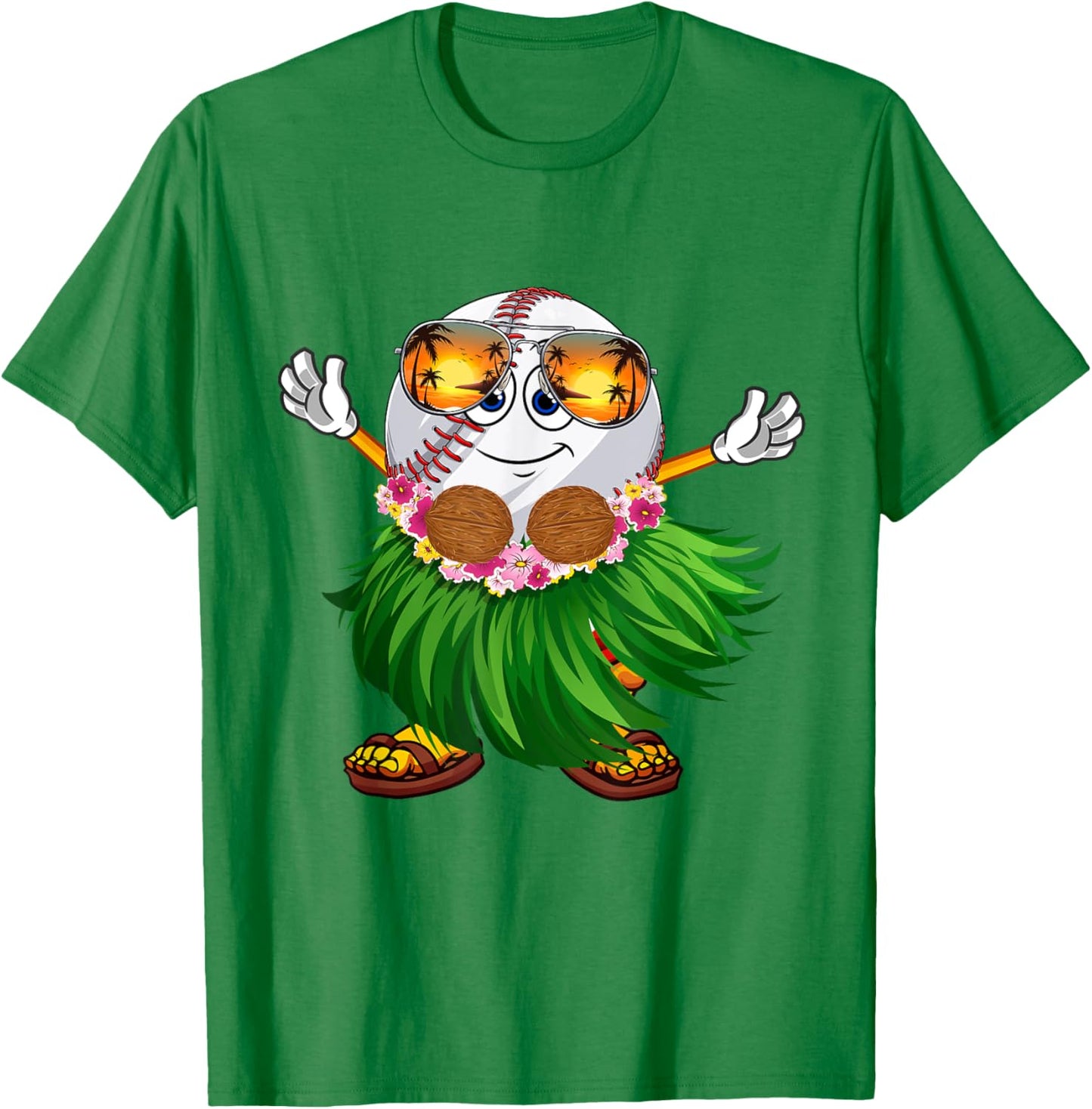 Funny Hawaii Baseball Ball Hawaiian Tropical Summer Vacation Women Kids T-Shirt - T-Shirt | Irish Green