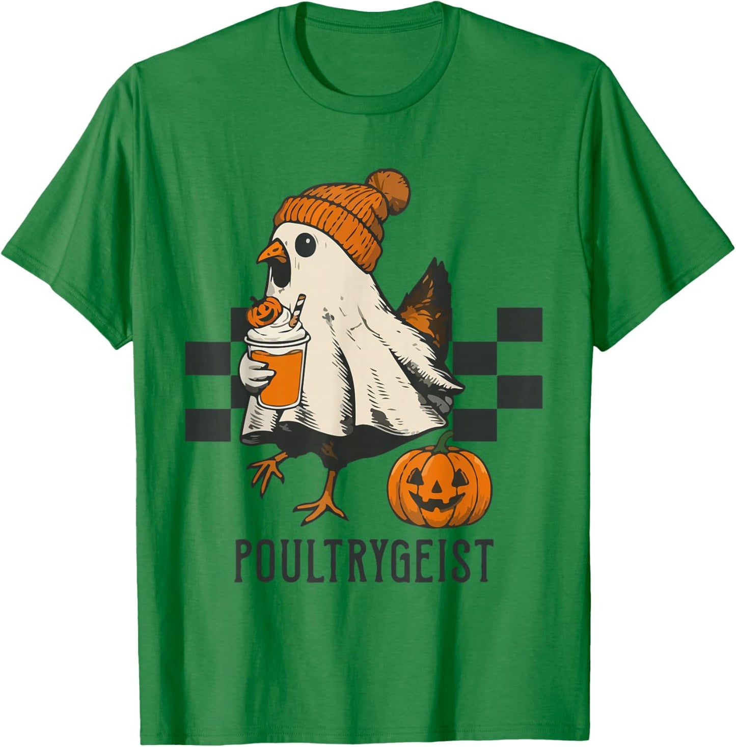 Poultrygeist Funny Chicken Ghost Pumpkin Spice Spooky Season T-Shirt - T-Shirt | Irish Green