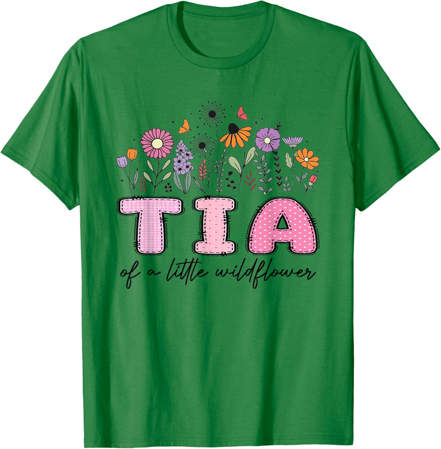 Tia of The Little Wildflower Pink Floral Birthday Girl T-Shirt - T-Shirt | Irish Green