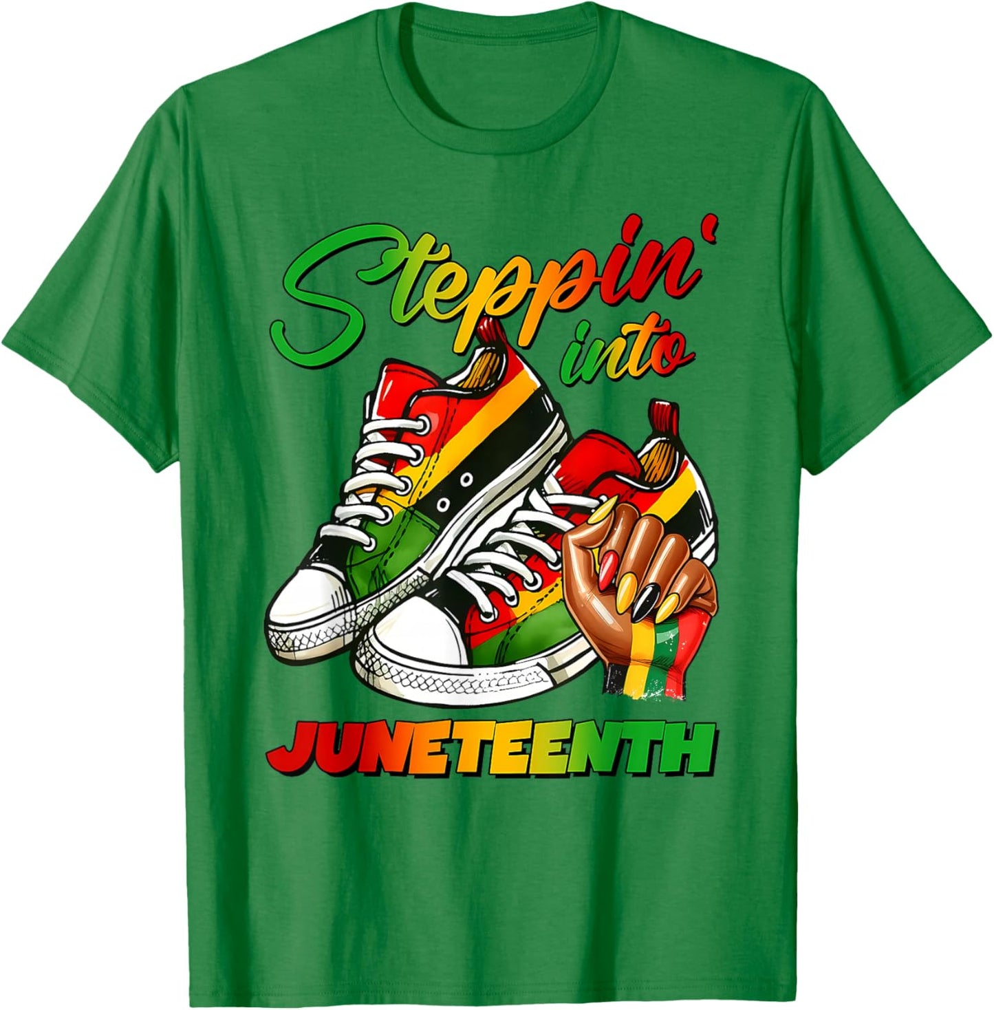Steppin' Into Juneteenth 1865 Black History Women Girl Queen T-Shirt - T-Shirt | Irish Green