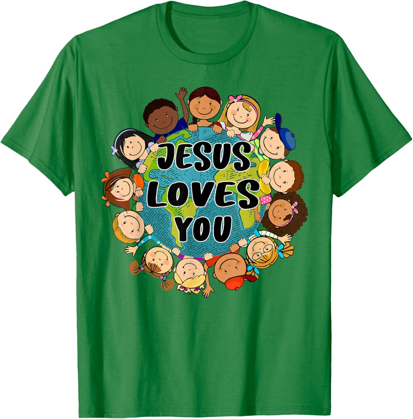 Christian Faith Jesus Loves You Boys Women Kids Girls T-Shirt - T-Shirt | Irish Green